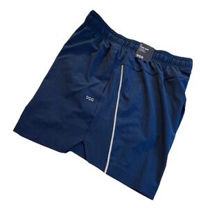 DSG Stride Shorts Men Size SMALL 5" Run Navy Athletic Built In Brief Reflective